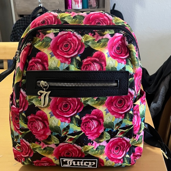 Juicy Couture Rose Print Backpack - Pink and Black - Picture 1 of 5